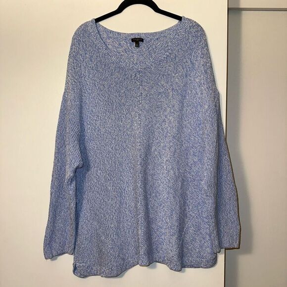 Talbots Women’s Blue White Heathered Sweater Size 3XL EUC - Picture 1 of 11